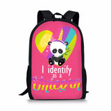 Kids Backpack Panda Unicorn Pattern School Bag Teenagers Book-Bags