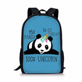 Children's Backpack Panda Unicorn Pattern Students School Bag