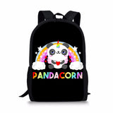 Children's Backpack Panda Unicorn Pattern Students School Bag