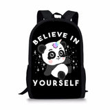 Kids Backpack Panda Unicorn Pattern School Bag Teenagers Book-Bags