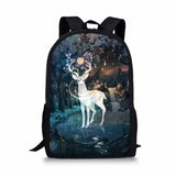 Deer Pattern Kids Backpack Cartoon Animal Girls Travel Backpack