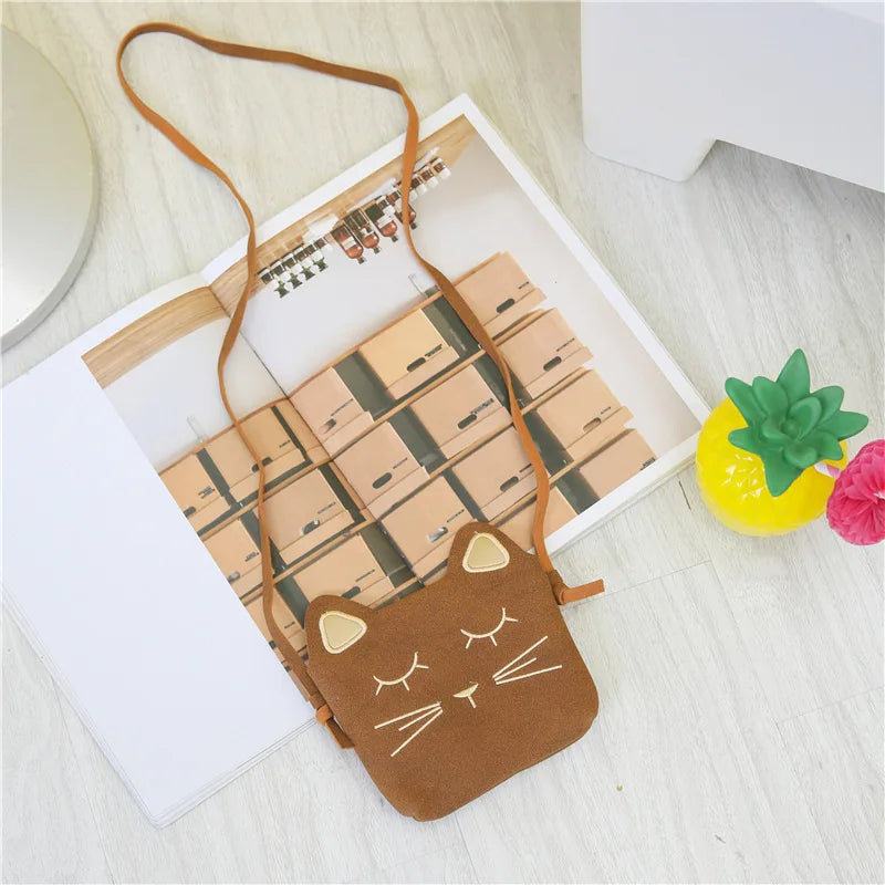 Kids Cat Mini Coin Purse Leather Shoulder Bag
