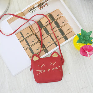 Kids Cat Mini Coin Purse Leather Shoulder Bag