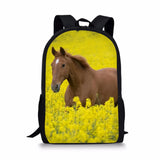 Flower and Horse Print Children's School Backpack