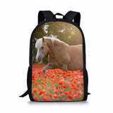 Flower and Horse Print Children's School Backpack