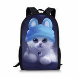 Kids Backpack Fantasy Cats Pattern School Book Bags Cartoon Animal Painting