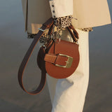 Soft PU Leather Crossbody Bag Circular Shoulder Bag