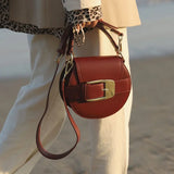 Soft PU Leather Crossbody Bag Circular Shoulder Bag