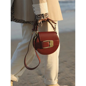Soft PU Leather Crossbody Bag Circular Shoulder Bag