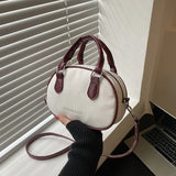 Circular Small Handbags Women's Shoulder Bag Pu Leather Crossbody Bags