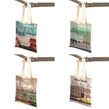 City Map London York Paris Spain Shopper Bags Tote Lady Handbag