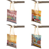 City Map London York Paris Spain Shopper Bags Tote Lady Handbag