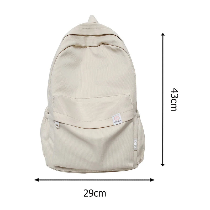 Classic Backpack Women Girls Solid Backpack High School Student Large Capacity