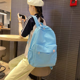 Classic Backpack Women Girls Solid Backpack High School Student Large Capacity