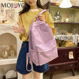 Classic Backpack Women Teenager Girls Solid School Bag Large Capacity Book Pack
