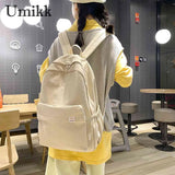 Classic Backpack Women Teenager Girls Solid School Bag College