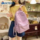 Classic Solid School Bag for Teenager Girls Large Capacity Book Pack