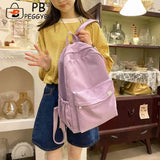 Classic Backpack Women Teenager Girls Solid School Bag College Students Large Ca
