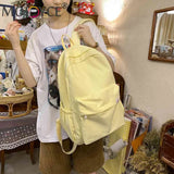 Classic Backpack Women Teenager Girls Solid School Bag Large Capacity Book Pack