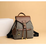 Checkered Backpack Large Capacity Ladies Schoolbag
