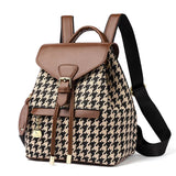 Checkered Backpack Large Capacity Ladies Schoolbag