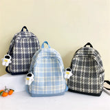 Classic Pleated Nylon Retro Schoolbag Female Zipper Backpack