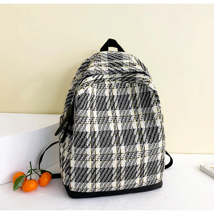 Classic Pleated Nylon Retro Schoolbag Female Zipper Backpack