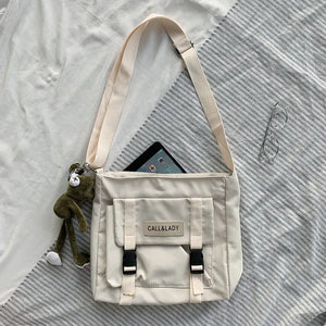 Women's South Korea Postman Bag Lady Student Nylon Waterproof Canvas Schoolbag