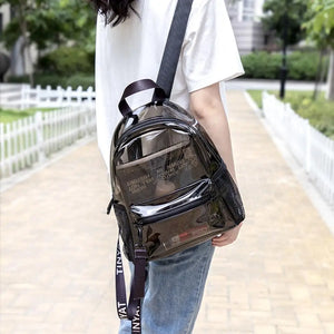 Clear PVC Women Backpack Transparent Solid Backpack Travel School Bag