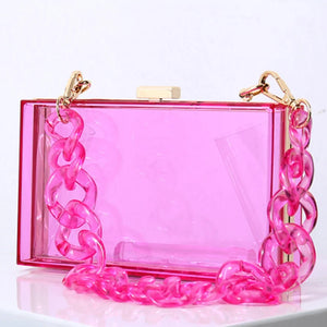 Clear Acrylic Women Handbag Chain Messenger Bag