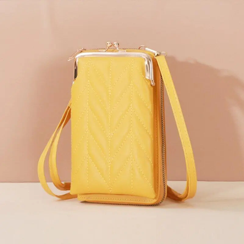 Clip Phone Pocket Shoulder Bag Women PU Leather Crossbody Bag