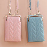 Clip Phone Pocket Shoulder Bag Women PU Leather Crossbody Bag