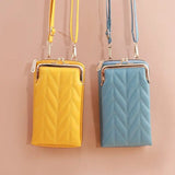 Clip Phone Pocket Shoulder Bag Women PU Leather Crossbody Bag