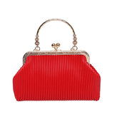 Women Shoulder Bag Leather Metal Handbag Small Crossbody Chain Dinner Bag