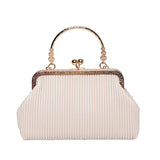 Women Shoulder Bag Leather Metal Handbag Small Crossbody Chain Dinner Bag