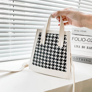 Houndstooth Print Shoulder Bag Women Casual Small Handbags Crossbody Bags