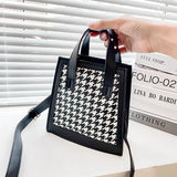 Houndstooth Print Shoulder Bag Women Casual Small Handbags Crossbody Bags
