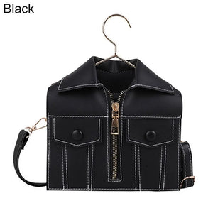 Retro PU Leather Shoulder Bag Funny Coat Hanger Design