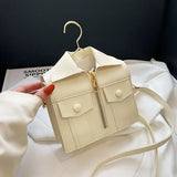 Retro PU Leather Shoulder Bag Funny Coat Hanger Design