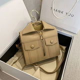 Retro PU Leather Shoulder Bag Funny Coat Hanger Design