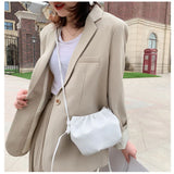 Cloud Bag Lady Messenger Pleated Shoulder Bag Solid Drawstring Zipper