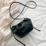 Cloud Bag Lady Messenger Pleated Shoulder Bag Solid Drawstring Zipper