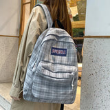 Plaid Women Backpack Casual School Bag Teen Girl Travel Rucksack