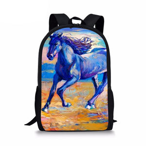 Colorful Horse School Bag for Teenager Girls Primary Kids Backpack