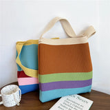 Colorful Striped Knitted Handbag Women's Shoulder Bag