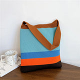 Colorful Striped Knitted Handbag Women's Shoulder Bag