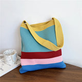 Colorful Striped Knitted Handbag Women's Shoulder Bag