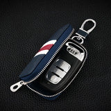 Stripes Leather Key Bag Key Case Universal Key Wallet Mini Zipper Purse