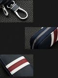 Stripes Leather Key Bag Key Case Universal Key Wallet Mini Zipper Purse