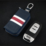 Stripes Leather Key Bag Key Case Universal Key Wallet Mini Zipper Purse